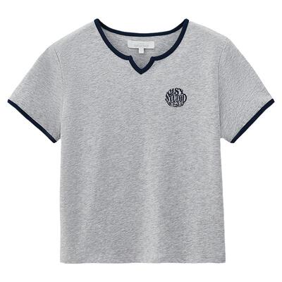 MOUSSY非正式学院风撞色刺绣T恤