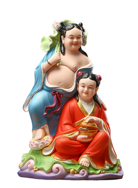 和合二圣神像陶瓷摆件夫妻和睦