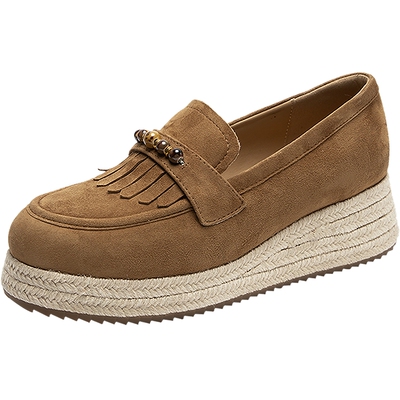 natursun编织厚底渔夫鞋