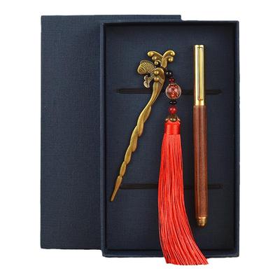 国风书签檀木笔礼盒套装可定制