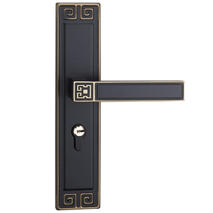 新中式门锁室内卧室房门锁磁吸静音黑色家用实木门锁具复古门把手