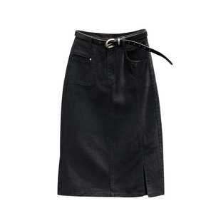 清仓高腰休闲牛仔裙女显瘦夏季新款宽松洋气侧开叉A字一步半身裙