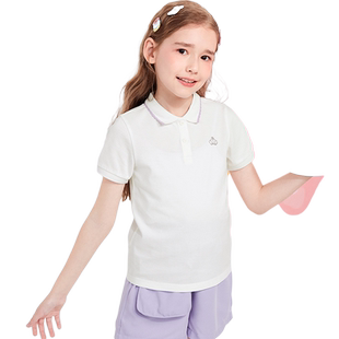 巴拉巴拉女童短袖t恤大童白色polo打底衫夏装新款童装儿童上衣季