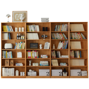 实木书柜书架落地置物架家用客厅组合柜一体儿童绘本架书本展示柜