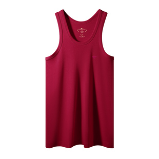 七匹狼本命年酒红色背心男士纯棉全棉马甲结婚薄款内衣内裤属马年