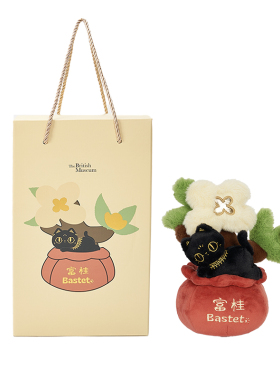 大英博物馆萌猫富贵花开毛绒摆件工位稳定情绪神器送女生生日礼物