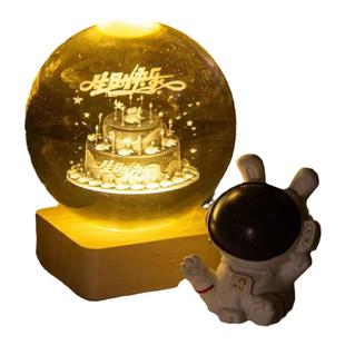 定制刻字生日礼物摆件女生创意发光水晶球小夜灯送朋友同学男儿童