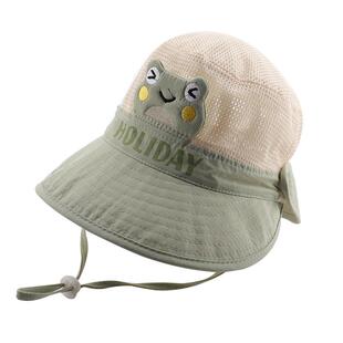 宝宝防晒帽子夏季薄款婴儿遮阳帽夏天户外男童女童外出网眼太阳帽