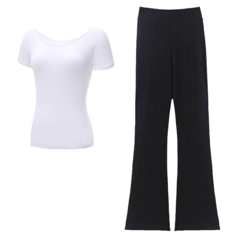 夏季莫代尔短袖舞蹈服女黑色白色
