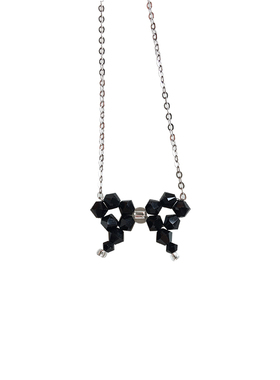 温柔紫色蝴蝶结水晶串珠项链