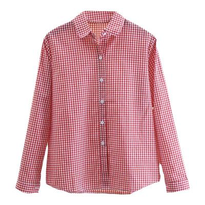 洋气格子衬衫女内搭娃娃领上衣