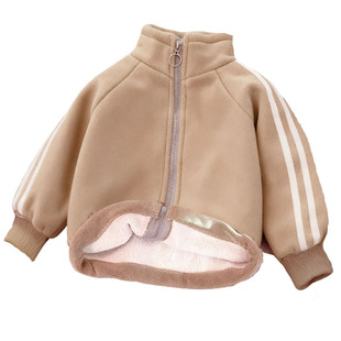 儿童外套2025新款今年流行爆款奥粒绒男童宝宝加绒加厚保暖一体绒