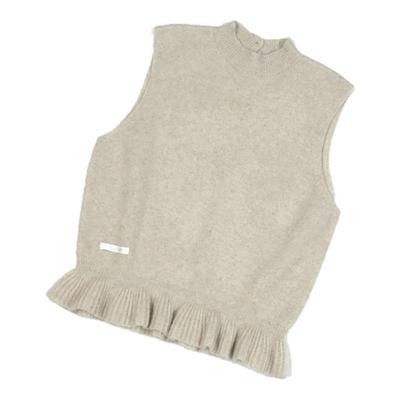 韩系半高领简约气质木耳边背心