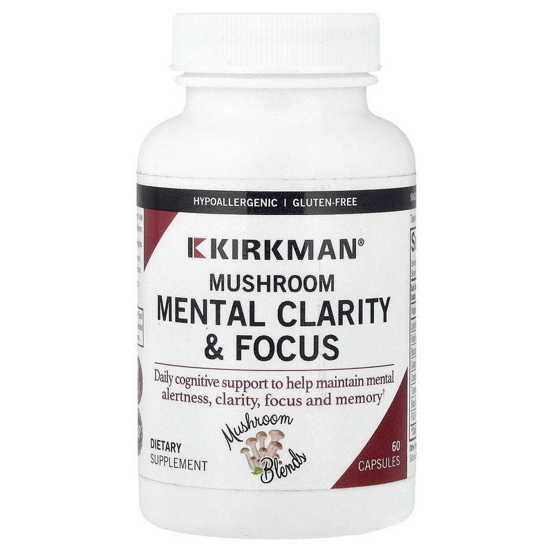 KirkmanLabs蘑菇提取物混合胶囊猴头菇假马齿苋灵芝协同记忆帮助