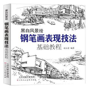钢笔画黑白风景绘 钢笔画手绘表现技法钢笔画建筑素材钢笔画技法基础教程临摹画册书籍绘画教程书绘画教程零基础风景画 天津人美