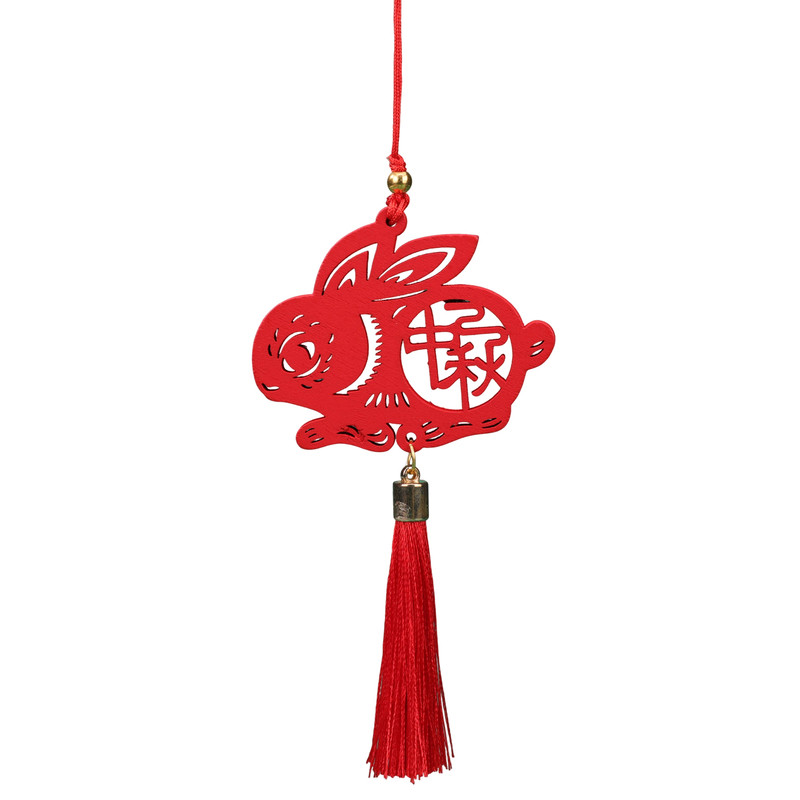 中秋国风原木兔子挂件半成品