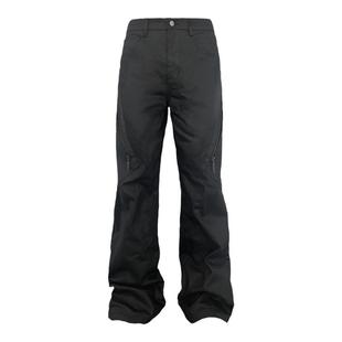 JCAESAR ZIPPER COATING PANTS设计感侧开斜拉链伤痕涂层牛仔长裤