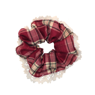 苏格兰少女！经典红色格纹发绳大肠圈复古百搭头绳发圈扎马尾皮套