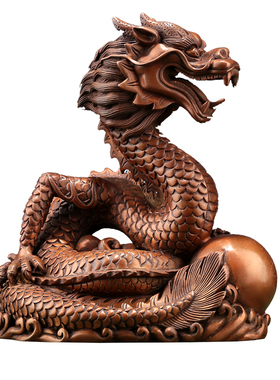 纯紫铜龙摆件青龙装饰品工艺摆设