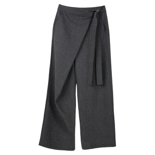 JUST SHINE时晒西装裤男女高级垂坠感灰色设计慵懒风中性通勤裤子