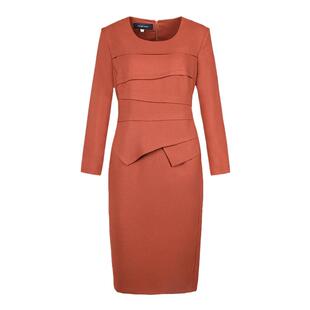 靓诺LIANGNUO橘色前中拼接连衣裙LQ13078A