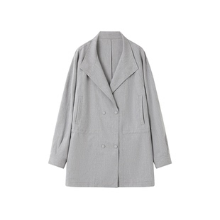 XWI欣未含莱赛尔亚麻风衣外套女2026年春季收腰显瘦百搭气质上衣