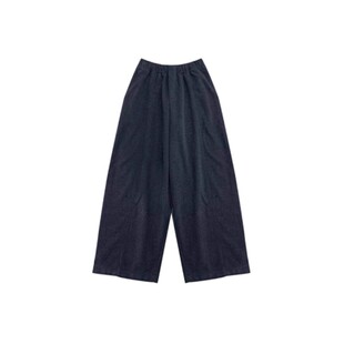 灰色加厚毛呢阔腿裤子女款小个子大码休闲运动卫裤今年流行梧桐裤