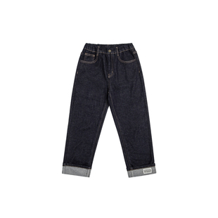 RBIGX瑞比克童装冬季新款高腰男童帅气百搭休闲翻脚牛仔裤