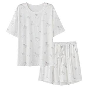 思莉太太凉感莫代尔睡衣女夏季薄款短袖韩系可爱印花小个子家居服