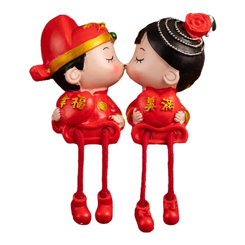 婚庆家居饰品婚房装饰摆件创意卡通房间装饰喜庆结婚礼物吊脚娃娃