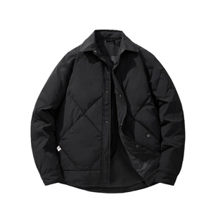 轻薄羽绒服男2023冬季新款高端帅气菱形格翻领夹克保暖休闲外套男