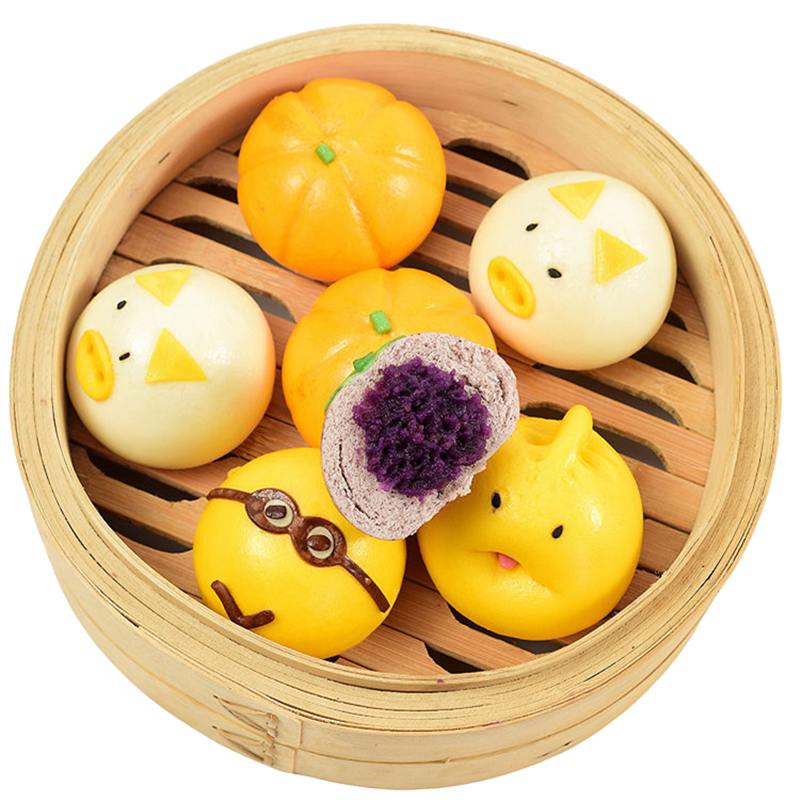 儿童早餐卡通馒头包子半成品猪猪奶黄包大全各种美食加热即食食品