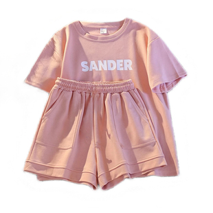 女童夏季套装2025新款纯棉中大童宽松短袖T恤儿童韩版短裤两件套