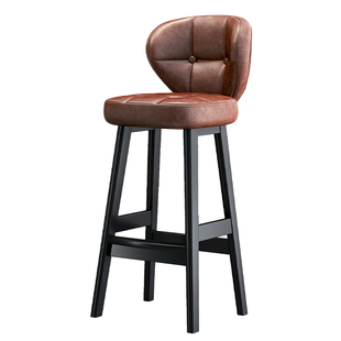 吧台椅家用高脚凳实木靠背椅子商用收银台吧椅轻奢高级感酒吧凳子