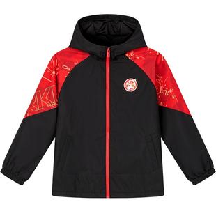 鸿星尔克儿童三防风衣2025冬季新年款男童女童中大童加厚百搭外套