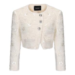 GIMING设计师品牌白色百搭紧致时尚截断式西装外套女