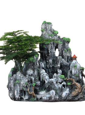 客厅装饰中式微景观假山树脂摆件