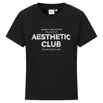 MOUSSY 夏季新品裂纹字母印花纯棉正肩短袖T恤028ISA90-1002