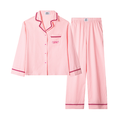 LazyDaisy法式刺绣条纹睡衣