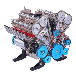 发动机模型土星文化全金属拼装V8四缸组装可发动迷你汽车引擎玩具