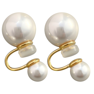 贝壳大小珍珠耳夹无耳洞女气质百搭复古耳环高级感天然珍珠耳钉潮