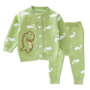 宝宝秋冬毛衣套装男女针织衫婴幼儿衣服分体保暖毛线衣开衫外套小