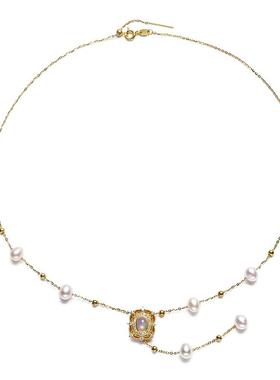 Dara/戴拉925纯银淡水珍珠项链女2025年锁骨链新中式欧泊石小吊坠