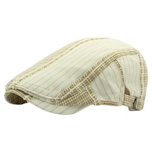 帽子贝雷帽男夏季雅痞帽薄款条纹鸭舌帽女高端品牌复古格纹前进帽
