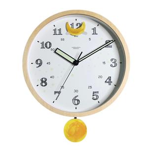 多帝家现代简约儿童挂钟创意摇摆钟客厅卧室静音时钟挂墙夜光钟表