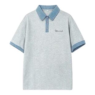 青少年短袖t恤男孩初中高中学生潮流polo衫半袖大童夏装体恤上衣