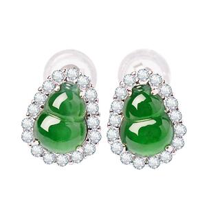 宫里上新翡翠耳钉女款纯银葫芦耳饰绿色耳环生日妇女节礼物送妈妈