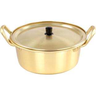 韩国泡面锅拉面锅小煮锅电磁炉韩式网红双耳方便面锅煮面锅黄铝锅