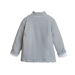 宝宝打底衫加棉加绒秋冬夹棉加厚条纹男女童高领打底儿童保暖上衣