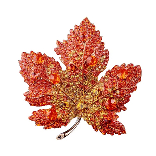 【抖音同款】红色枫叶胸花满钻胸针高档精致别针西服高端迎宾配饰